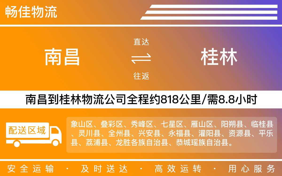 南昌到桂林物流公司-南昌到桂林物流专线公司-每天发车时效快