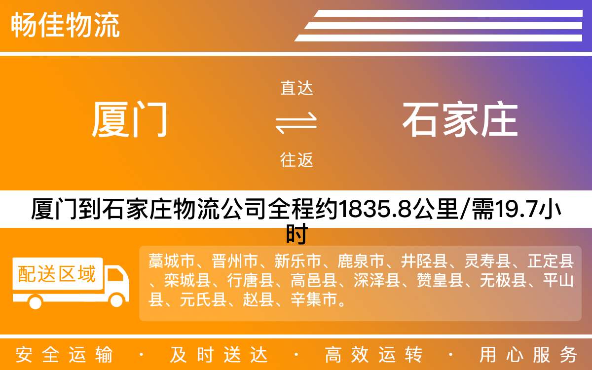 厦门到石家庄物流公司-厦门到石家庄货运公司-每天发车时效快