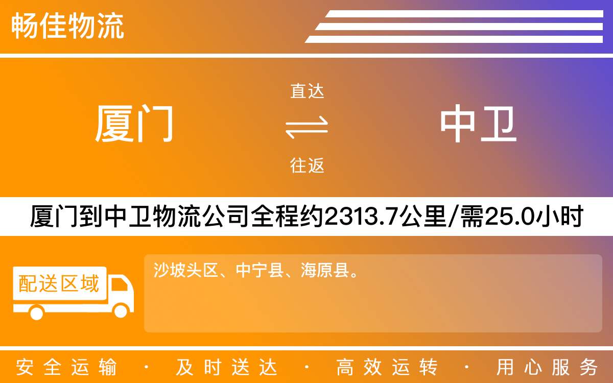 厦门到中卫物流公司-厦门到中卫货运公司-每天发车时效快