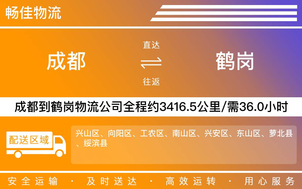 成都到鹤岗物流公司,专线运输直达鹤岗