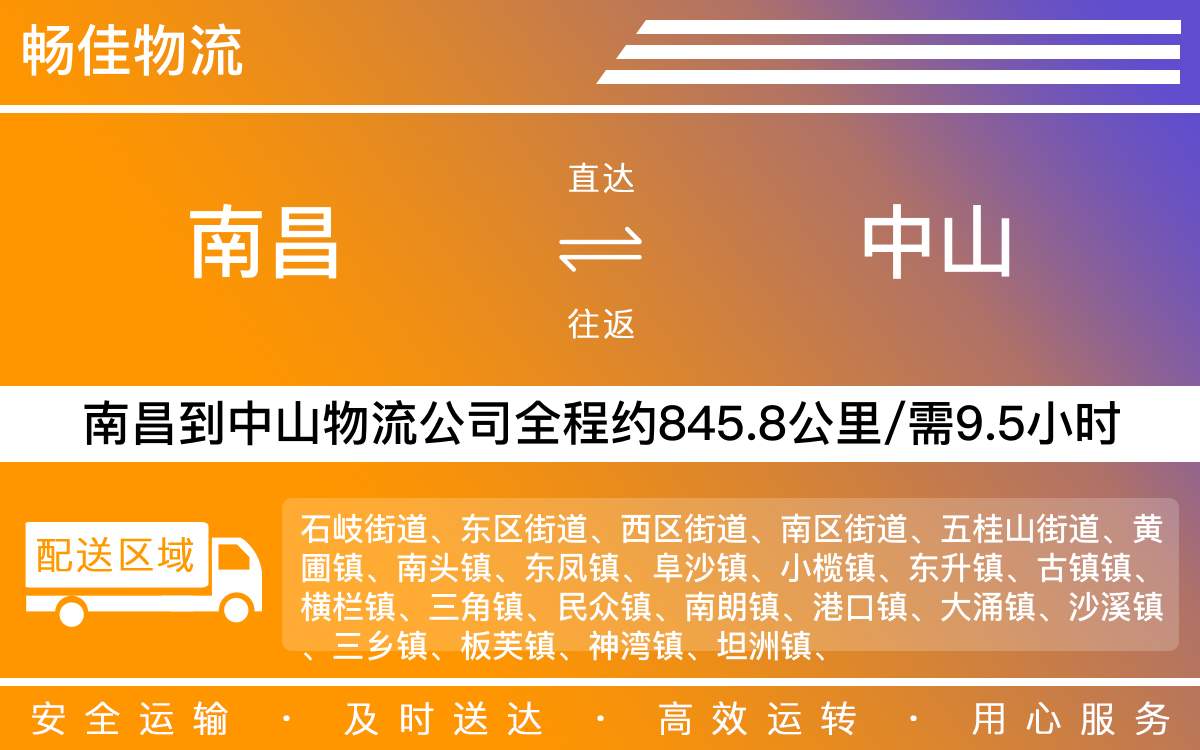 南昌到中山物流公司-南昌到中山物流专线公司-每天发车时效快