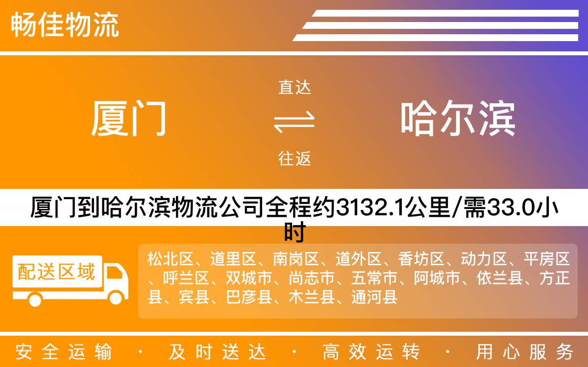 厦门到哈尔滨物流公司-厦门到哈尔滨货运公司-每天发车时效快