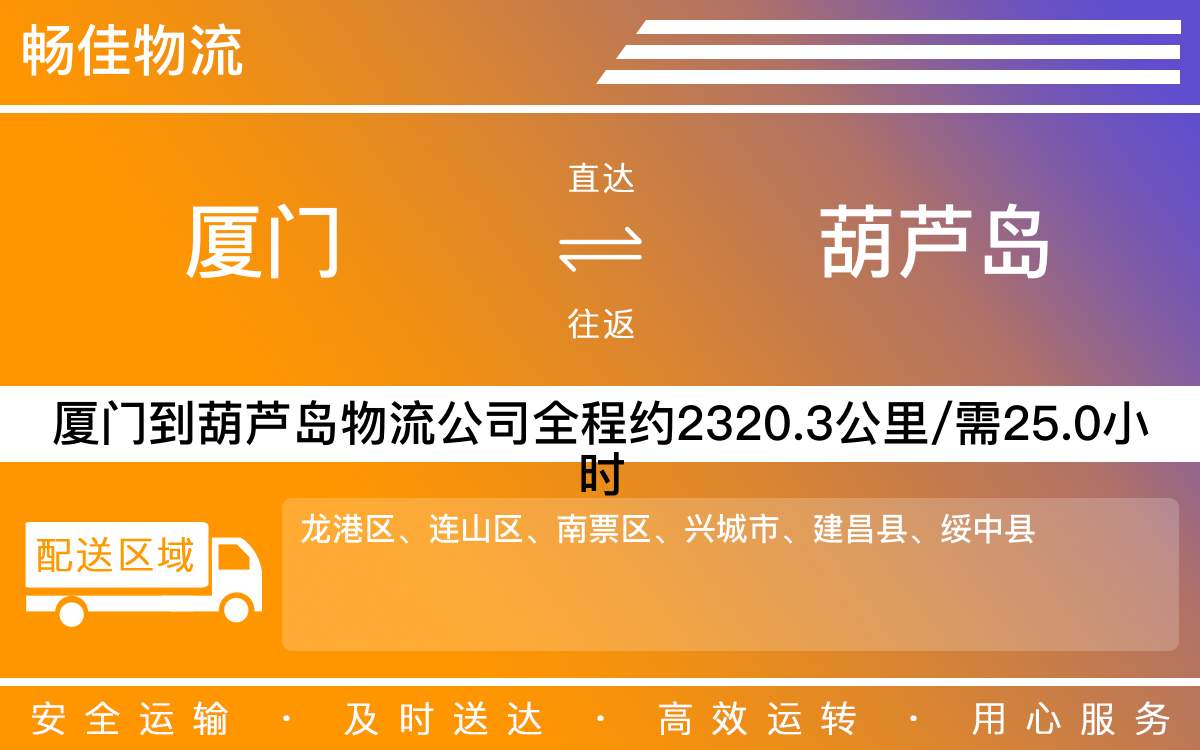 厦门到葫芦岛物流公司-厦门到葫芦岛货运公司-每天发车时效快