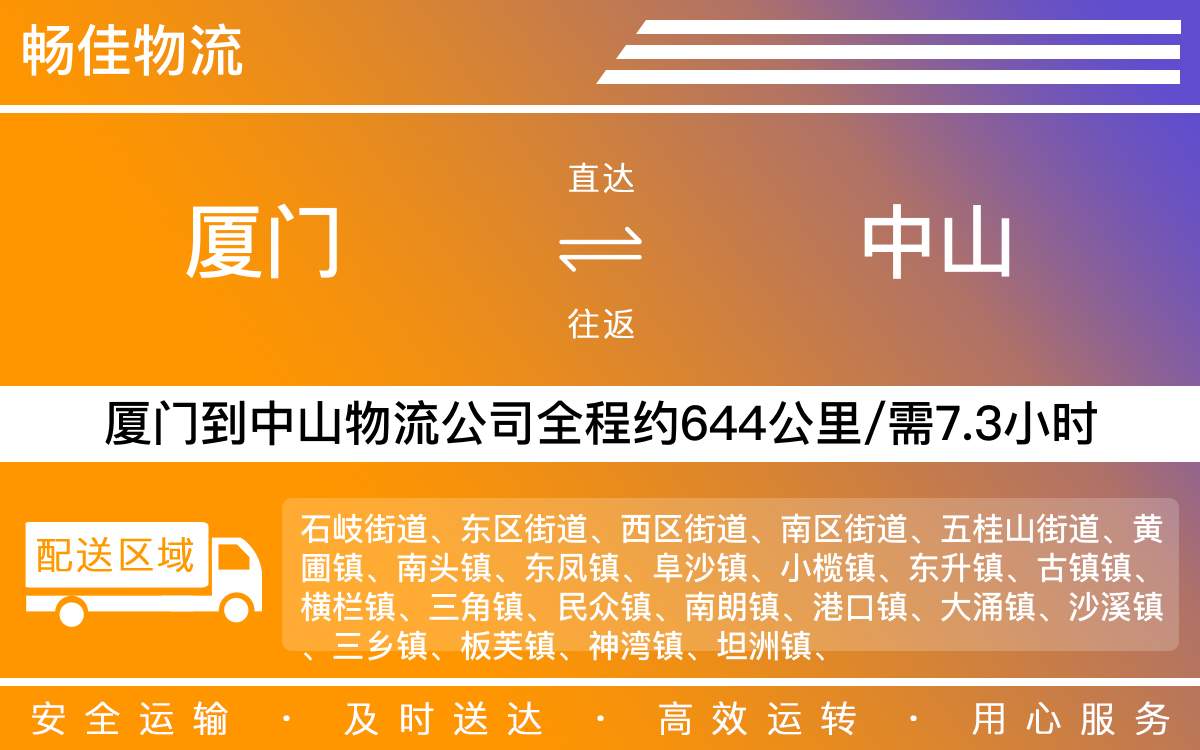 厦门到中山物流公司-厦门到中山货运公司-每天发车时效快
