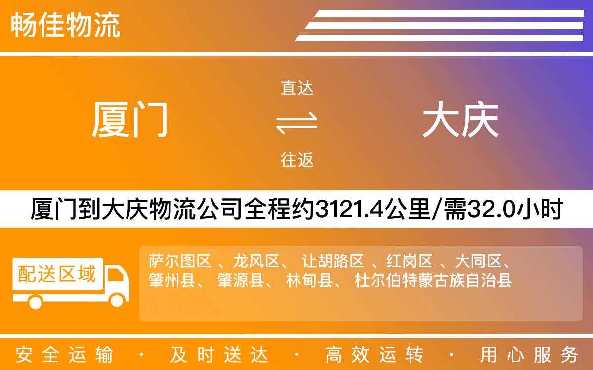 厦门到大庆物流公司-厦门到大庆货运公司-每天发车时效快